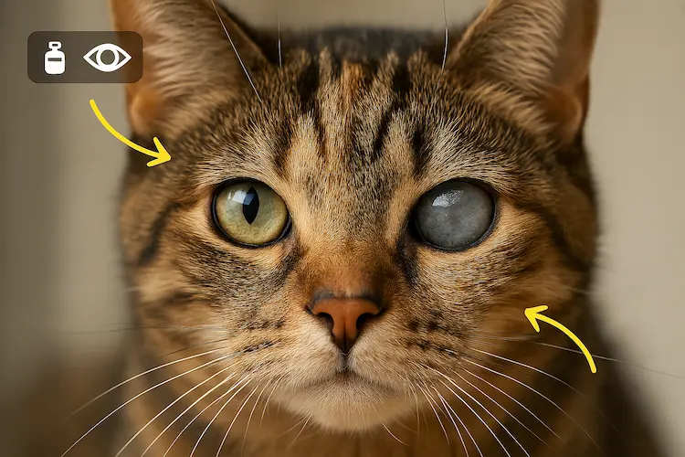 olho de um gato cego