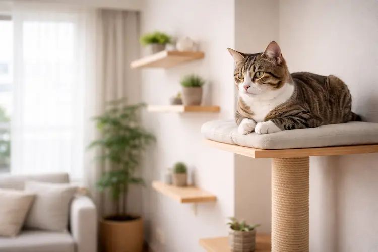 Enriquecimento ambiental para gatos em apartamentos pequenos