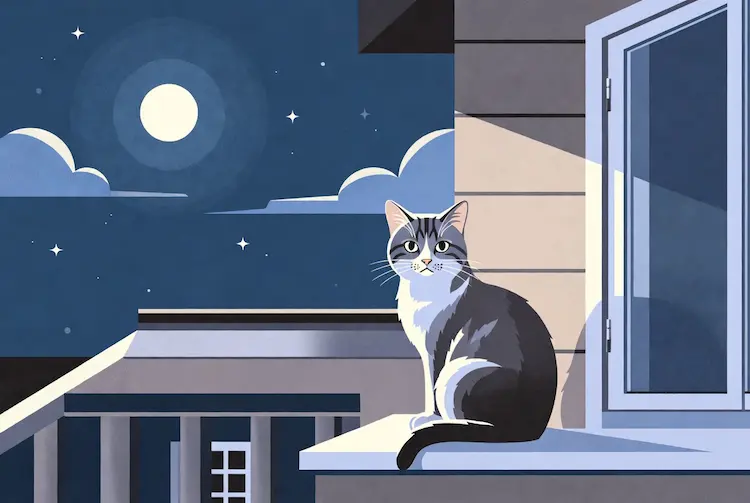 Gato em silêncio sob a luz da lua, cena contemplativa que dialoga com a pergunta será que os gatos vieram da lua