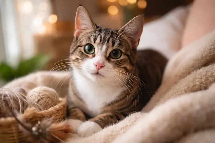 Gato doméstico observando atentamente o ambiente, com expressão curiosa e olhar atento, representando a comunicação e a linguagem felina.