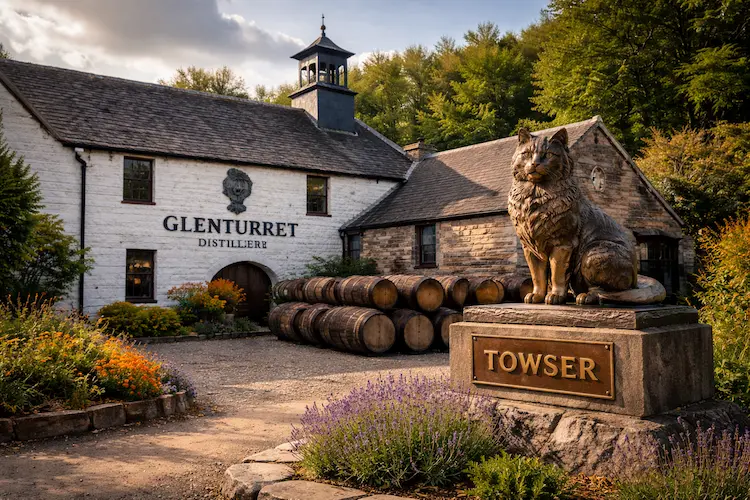 Destilaria Glenturret, na Escócia, local histórico onde viveu Towser, a gata recordista na caça a ratos