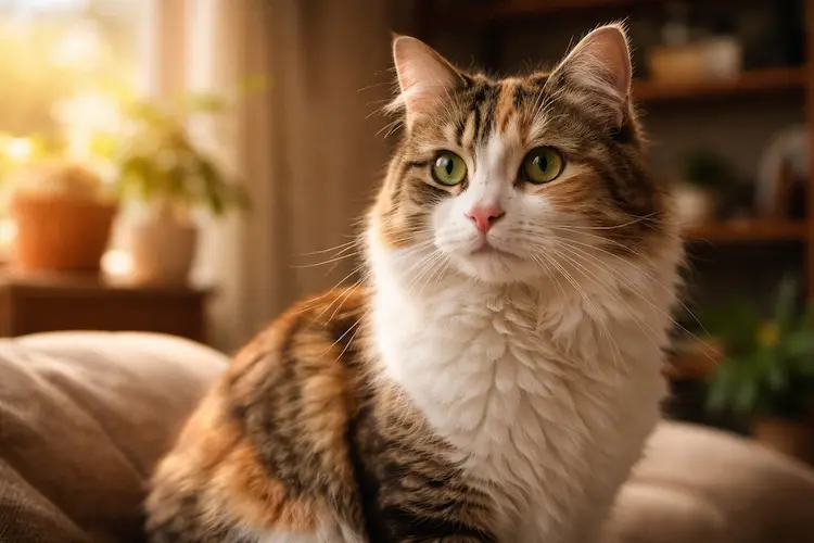 Como o gato vê o ser humano: felino observando uma pessoa em ambiente doméstico com expressão curiosa e calma